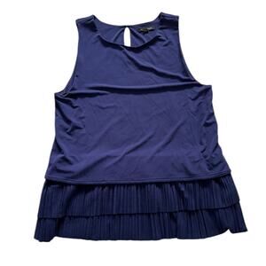 Banana Republic Sleeveless Top Navy Blue Lined Pleated Bottom Womens L